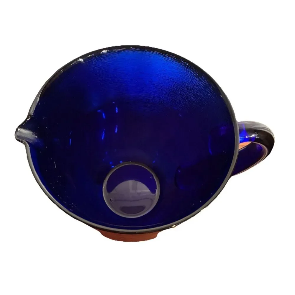 Vintage Cobalt Blue Textured Batter Bowl With Lip. 7” High 6” Across. Excellent